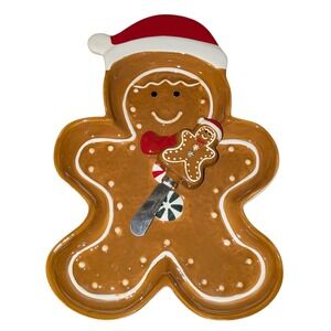 Christmas Gingerbread Man  Cermaic Serving Platter Spreader Holiday Party NEW